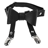 WATIIFUFU Verstellbares Damen Beingürtel Strumpfhalter mit Schleife aus PU Leder Schwarz für Hochzeit Party Cosplay