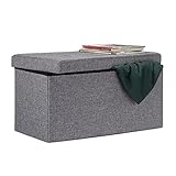 Relaxdays Faltbare Sitzbank XL mit Stauraum, Sitzcube Fußablage, Sitzwürfel als Aufbewahrungsbox, dunkelgrau, 76 x 38 x 38 cm