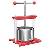 Wiltec Obstpresse 3L Weinpresse aus Stahl Edelstahlkorb Fruchtpresse mit 2-armigen Drehgriff Saftpresse Beerenpresse