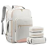 LOVEVOOK Handgepäck Rucksack Flugzeug, 40L Groß Reiserucksack Damen Kofferrucksack, Wasserdicht Reisetasche für 17 Zoll Laptop, Travel Backpack für Reise Geschäftsreise Business Wandern Weekend Grau