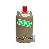 BlueCraft Propan-Gas-Flasche 11 kg gefüllt voll Campinggasflasche inkl. Lecksuchspray (1 Stück)