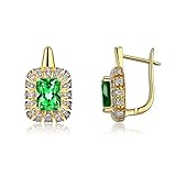 Ayoiow Damen Ohrstecker Vintage für Damen, Elegant mit Tsavorit und Moissanit Creolen, Gelbgold Creolen Gold Klein für Freundin