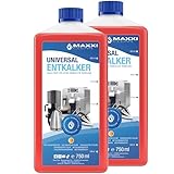 Maxxi Clean | Universal Entkalker für alle Kaffeemaschinen, Wasserkocher, andere Hausgeräte und auch Bad & Küche | Für alle Marken und Modelle geeignet | Kalklöser für Kalkreinigung (2x 750 ml)