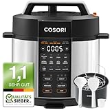 COSORI Schnellkochtopf, 9-in-1, Multikocher mit 14 Funktionen, 5,7 L Pressure Cooker, Reiskocher, Dampfgarer, Joghurtbereiter, Slow cooker und Sous Vide, Sautierpfanne, Rezeptbuch, Edelstahl