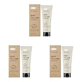 Beef Tallow Sunblock Natürlicher Sonnenschutz mit Rinderfett Duftfrei & Nicht Fettend Anti-Weißschleier Creme für Empfindliche Haut Outdoor Pflege Sonnencreme 60ml Naturkosmetik für Gesicht & Körper