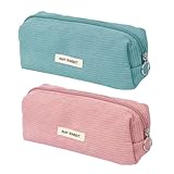 Federmäppchen, Jungen, Schwarz, Grau, 2-teilig, für Schule, Hochschule, Grundschule, für Kinder, College oder Gymnasia, Kosmetiktasche aus Cordstoff und Segeltuch, Monochrome, Modern