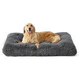 BEDSURE Flauschiges Hundebett Grosse Hunde - 104x69x8 cm Hundebett waschbar für große Hunde, rutschfeste Unterseite, Dunkelgrau