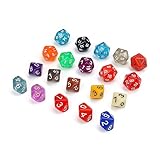 AMONENZ 20 Stück Polyedrische Würfel - Transparente Einfarbige Würfel für Dungeon und Dragons und Tischkartenspiele