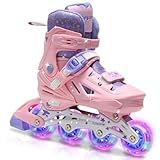 OLYSPM Inliner für Kinder,Inliner Kinder,4 Größen Verstellbare Inliner mit Blinkenden PU-Rädern und ABEC-7-Lager,Rollschuhe für Jungen,Mädchen,Anfänger