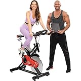 Miweba Sports Profi Indoor Cycling Bike MS400 | 22 Kg Schwungmasse - Traglast 150.0 Kg - Fitness Heimtrainer Fahrrad - Pulsmessung - Stufenfreie Widerstandsverstellung - Speedbike - Ergometer