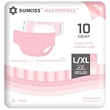 SUNKISS Masterpiece Windeln für Erwachsene mit ultimativer Saugfähigkeit, Einweg Inkontinenz Slips für Männer und Frauen, mit Tabs, Auslaufschutz bei Blasenschwäche, Rosa, Größe L/XL, 10 Stück