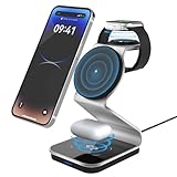 MECUBVR Magsafe Ladegerät,Ladestation Apple Watch und iPhone,3 in 1 Wireless Charger,Induktive Ladestation Kabelloses Ladegerät für iPhone 15/14/13/12/pro max Series Apple Watch 9 8 7 AirPods 3/2/Pro