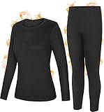 WISMBOX Thermounterwäsche Damen Set, Warm & Atmungsaktiv Skiunterwäsche Winter, Funktionsunterwäsche mit Innenfleece für Sport Alltag