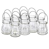 Relaxdays 48 x Windlicht aus Glas, runde Glasvase mit Henkel, Tischdeko für Drinnen u. Draußen, Hängewindlicht 10 cm hoch, klar