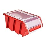 10 x Stapelbox mit Deckel Werkstatt Stapelkiste Sortierbox Box 100x155x70 Rot | stapelkisten kunststoff lagerboxen stapelbar