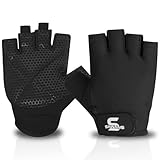 SAWANS Fitness-Handschuhe, Training, Gewichtheben, Handschuhe für Damen und Herren, atmungsaktiv, rutschfest, Silikon, gepolsterte Handfläche, Griffschutz, Übung, Workout, Halbfinger, Klimmzüge,