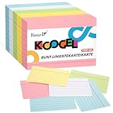 Koogel 1,000 Stücke Linierte Karteikarte, A8 Karteikarten Vokabelkarten Bunt Lernkarten Beschriftbar für Unterwegs Vokabel Lernen