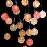 GZGXKJ 3m Lichterkette Kugeln mit 20 LED 5,8cm Cotton Ball Lichterkette Lampions Batteriebetrieben Fairy lights für Zimmer Balkon Party und Hochzeitsdekoration (Bunt)