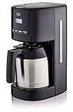 KHG Kaffeemaschine TKA-182 (SE) aus Metall/Kunststoff in schwarz/silberfarben, Kapazität für 12 Tassen, mit Edelstahl-Thermo-Kanne 1,5 Liter, Permanentfilter, Abschaltautomatik, LCD-Anzeige mit Uhr