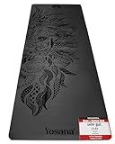 Yosana Yogamatte aus Naturkautschuk | extrem rutschfest | ULTRA GRIP Oberfläche aus ECO PU | extra breit 68cm | inklusive Tragegurt | Yoga matte 183x68cm | 4mm dünn