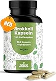 Brokkoli Kapseln - 200 Sulforaphan Kapseln Hochdosiert - 500mg pro Kapsel - Sulforaphan Kapseln - Brokkolisprossen - Vegan und produziert in Deutschland Aus Brokkoli Extrakt Ohne Magnesium Stearat