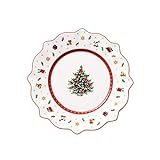 Villeroy & Boch – Toy's Delight Frühstücksteller, 24 cm, Premium Porzellan, Weiß/Rot – Nostalgisches Weihnachtsgeschirr für festliche Tafelmomente