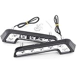 FOLGEMIR LED Tagfahrlicht, L förmige Tagfahrleuchten, 6 SMD LEDs Scheinwerfer, DC 12V, E4, Weiß