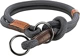 TRIXIE Zug-Stopp Hundehalsband BE NORDIC L-XL dunkelgrau / braun – bequemes Hundehalsband für große & sehr große Hunde mit Zugbegrenzung - robust & elegant – 17291