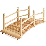 tectake® Holzbrücke, wetterfeste Brücke mit Geländer, begehbare Gartenbrücke bis 150 kg belastbar, 137 x 58 x 58 cm, Teichbrücke aus Kiefernholz, Zierbrücke für Gartenteich, Bachlauf, Gartenweg