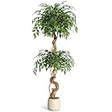 Litake Kunstpflanzen Künstlicher Ficus Baum 150 cm große grüne Birkenfeige im Topf Große Pflanzen im Topf für Indoor Outdoor Haus Büro Garten Moderne Dekoration Housewarming Geschenk (150 cm)