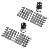dissot 10 Stück S2 Schraubendreher-Bits, Set 100 mm, starker Treibermagnet aus Stahl, Doppelkopf, Sechskant, mit Magnetisierungsring