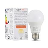 Amazon Basics smarte LED-Glühbirne, dimmbar, E27, sanftes Weiß, 8W (60W Equivalent), funktioniert nur mit Alexa, 1 Stück
