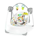 Bright Starts Playful Paradise Tragbare kompakte automatische Babyschaukel mit Musik, Unisex, Neugeborene+