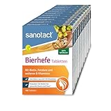 sanotact Bierhefe Tabletten (10 x 400 Tabletten) • 100% natürliche Bierhefe vegan • Mit Biotin für schöne Haare & gesunde Haut • 6 B-Vitaminen • Auch für Hunde geeignet • Hefetabletten