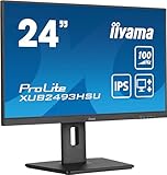 iiyama Prolite XUB2493HSU-B7 60,5cm 23,8' IPS LED-Monitor Full-HD 100Hz HDMI DP USB2.0 Höhenverstellung Pivot Adaptive Sync schwarz