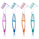 COMNICO Prothesenbürsten, 4 Stück Prothesen-Reinigungsbürste Hochwertige Hygiene-Zahnprothesen-Zahnbürsten zur Zahnprothesenpflege Mehrschichtige Weiche Borsten Zahnersatzbürste für Prothesenpflege