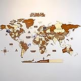 Colorfull Worlds NEU_3D-Weltkarte aus Holz, mehrschichtige Reisekarte mit Hauptstädten, Wanddekoration für neues Zuhause, Geschenk für Reisende, Bürodekoration (M, Sirius)