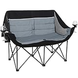 XGEAR Portal Campingstuhl faltbar 2 Personen Doppel Klappstuhl Camping Faltsofa 320kg belastbar Super Weich Campingsofa mit Lagerungstasche Dick Gepolstert Hohe Rückenlehne für Outdoor Garten Balkon