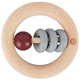 Bieco Holz Beißring Baby ab 0 Monate, Ø 8 cm | Zahnungshilfe Baby | Baby Greifling Holz | Beissring Für Baby Zum Zahnen | Motorikspielzeug Baby | Beißring Baby