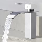 Wasserfall Wasserhahn,Edelstahl Waschtischarmatur Bad,Moderner Upgrade Wasserfall Beckenhahn Mit Kalt,Warmwasserfunktion,mühelos zu installieren,Für Toilet,Badezimmer,Waschbecken,Chrom-Finish,Silber