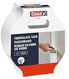 tesa Glasfaserband - Reparaturband aus Glasfaser zum Reparieren, Abdichten und Abdecken - für raue und glatte Oberflächen - reißfest - 20 m x 50 mm