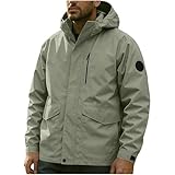 XCXC Herren Outdoorjacke mit Abnehmbarer Kapuze Reißverschluss-Taschen Männer Wasserdicht Windbreaker Langarm Übergangsjacke Atmungsaktive Regenjacke Funktionsjacke für Alltag Wandern Trekking