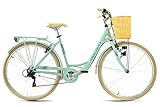 KS Cycling Damenfahrrad 28'' Cantaloupe Mint mit Korb Dacapo RH 48 cm