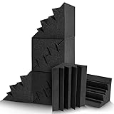 JAMELO 8erPack Bassfallen AkustikschaumEcken, 20,3 x 20,3 x 30,5 cm, schwarze Bassfallen EckstudioSchaumstoff, hohe Dichte und feuerfeste Bassfallen Akustikplatten Aufnahmestudio