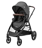 Maxi-Cosi Zelia S Trio Kinderwagen 3in1 Komplettset, 0-4 Jahre, bis 22kg, Zusammenklappbar, Kompakt, Verstellbarer Baby Kinderwagen, mit CabrioFix S i-Size Babyschale, Zubehör, Wickeltasche, Dark Grey