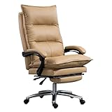 Ergonomischer Bürostuhl aus echtem Leder mit einziehbarer Fußstütze – voll verstellbarer Chefsessel mit hoher Rückenlehne für Komfort und Produktivität