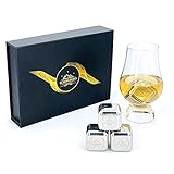 SCHØNBERG® Premium XXL 30mm Edelstahl Eiswürfel-Set, 8 Stück Wiederverwendbare Whiskysteine mit 30mm Durchmesser und hervorragender Kühlleistung, Barzubehör in Geschenkbox