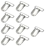 LEEQBCR 10 Stück Scnullerkettenclips, Schnuller Clips, Klipp Schnullerkette, Metall Hosenträger Clips, Silber Entenschnabel Form einfügen Schnuller Halter Hosenträger Clip Riemen Schnalle, Silber