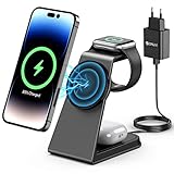 Wireless Charger,3 in 1 Magsafe Ladestation 15W Kabelloses Ladegerät Induktive Ladestation für iPhone 15 14 13 12 Pro Max Plus Mini,Apple Watch Ultra/8/7/6/Se/5/4/3/2 und Airpods