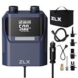 ZLX Elektrische Luftpumpe, 50PSI SUP Pumpe mit 12V DC Auto Connector (300cm Ladekabel), Hochdruck Doppelstufen Paddel Brett Zubehör für aufblasbare Kajaks, Boote, Zelt, Luftmatratzen